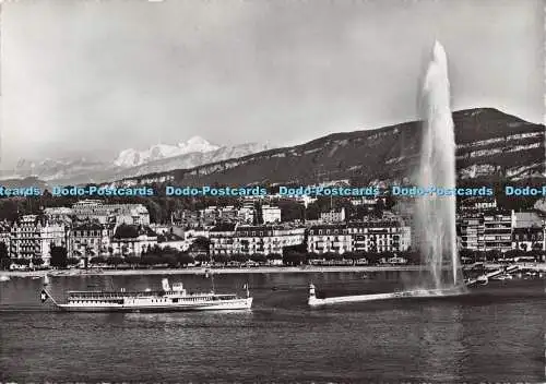 D081802 Geneve. Le jet d eau. et le Mont Blanc. Jaeger