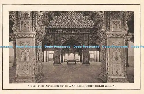 R198419 No 22 The Interior of Diwan Khas Fort Delhi India H A Mirza