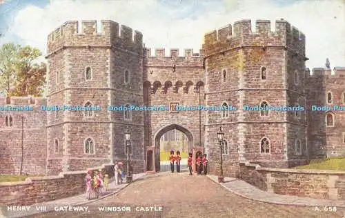 R201451 Henry VIII Gateway Windsor Castle A 658 Valentines Art Colour Brian Gera