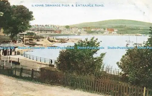 R202166 D 45448 Swanage Pier and Entrance Road Celesque Series Photochrom