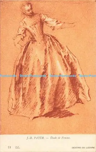 R204360 71 LL J B Pater Etude de Femme Dessins du Louvre