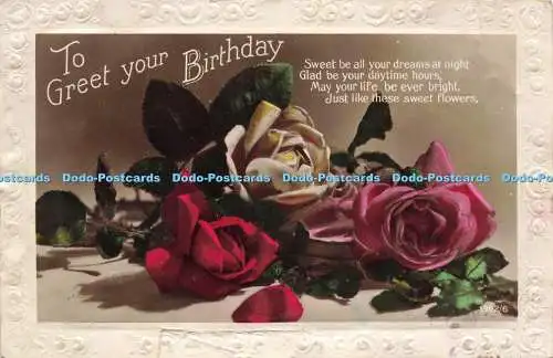 R206398 To Greet your Birthday Sweet be all your dreams at night RP 1926 Greetin
