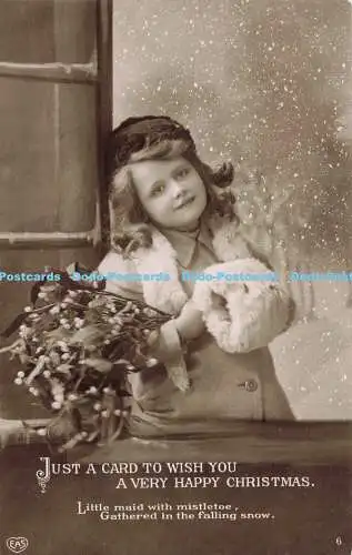 R204931 Nur eine Karte, um Ihnen ein frohes Weihnachtsmädchen mit Mistel zu wünschen