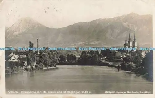 R205262 Villach Draupartie mit Hl Kreuz und Mittagkogel Albin Sussitz 1922