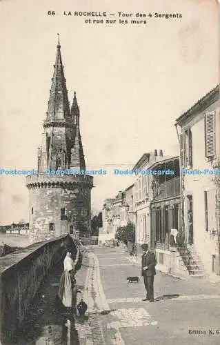 R205369 66 La Rochelle Tour des 4 Sergents et rue sur les murs N G
