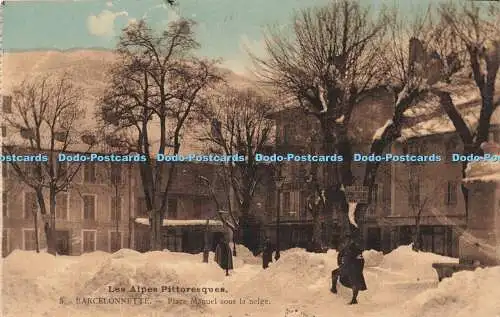 R209604 Les Alpes Pittoresques 5 Barcelonnette Place Manuel sous la neige Richau