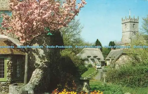R205945 Reetdach Cottages and Church Godshill I W Nigh Jarrold