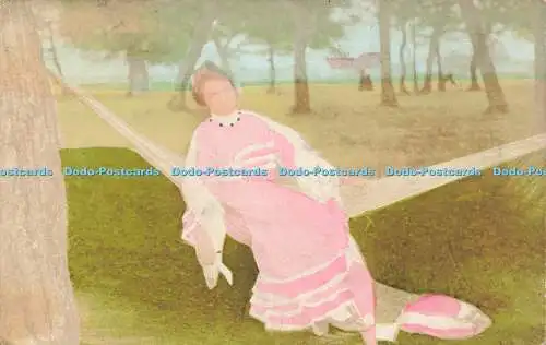 R213657 Frau Hängematte alte Fotografie Postkarte