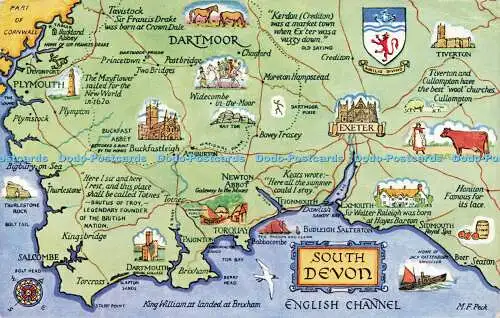 R213751 South Devon English Channel M F Peck Map Salmon 1959