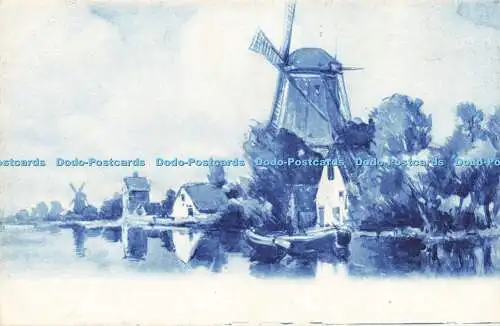 R208638 Windmühle Boot Gemälde Postkarte A sH