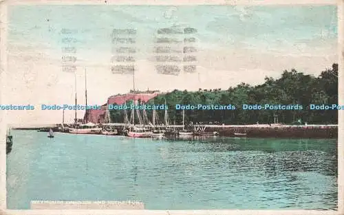 R215283 Weymouth Harbour and Nothe Fort The Milton handcoloured Sepia Woolstone