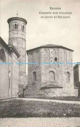 R212053 Ravenna Campanile della Cattedrale ed esterno del Battistero L O 35157