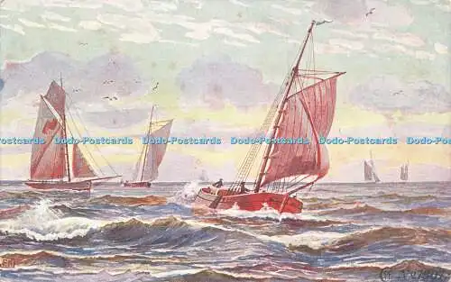 R214247 Segelboote Nr 27307 Gemälde Postkarte