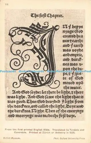 R216647 Aus der ersten gedruckten englischen Bibel, übersetzt von Tyndale und Coverdale