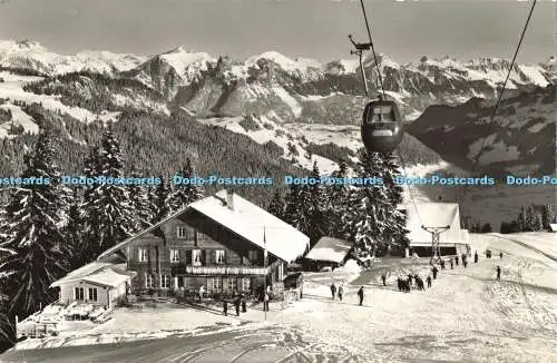 R216835 27660 Gondelbahn Zweisimmen Rinderberg mit Mittelstation und Berghaus Go