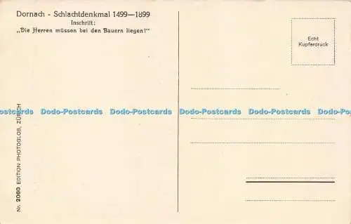 R217018 Dornach Schlachtdenkmal 1499 1899 Inschrift Die Herren müssen bei den Ba