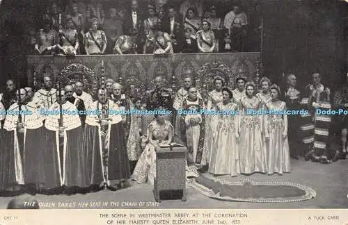 R221555 Die Königin nimmt ihren Platz auf dem Staatsstuhl ein Die Szene in Westminster