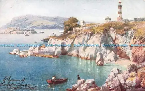 R221573 Plymouth Smeaton Tower and Drakes Island Oilette Tuck Series II 7506 H B
