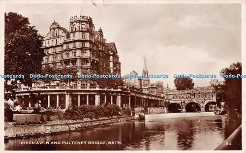 R222242 River Avon and Pulteney Bridge Bath 22 1954 RP