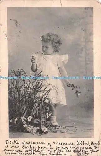 R222455 Kleines Mädchen Blumen alte Fotografie Postkarte P F B Serie 2315 1903