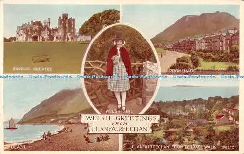 R224187 Welsh Greetings from Llanfairfechan Welsh Girl Bryn Y Neuadd Promenade L