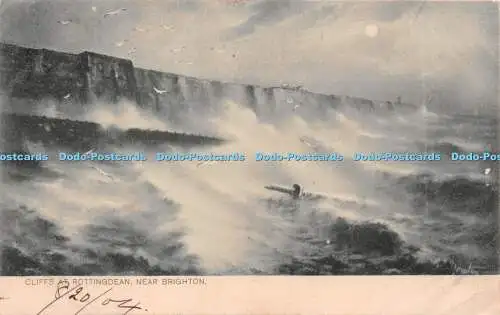 R225878 Cliffs At Rottingdean Near Brighton Rough Sea Tuck No 1100 1904