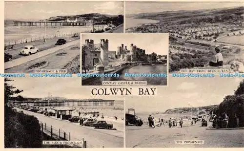 R225012 Colwyn Bay Multi View Promenade Pier Conway Castle And Bridge The Bay Fr