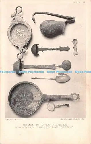 R227104 XXIX 6 British Museum The Fine Arts Publ römische Küchenutensilien Sieb