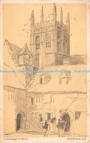 R227132 A Quadrangle in Merton Fred Richards R E Oxford Series No 51 A Sketch Bo