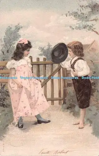 R228314 Mädchen und Junge Illustration Postkarte 1906