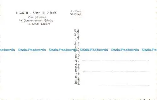 R229699 Alger El Djezair Vue generale Le Gouvernement General Le Stade Leclerc J