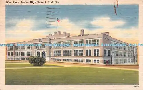 R229707 Wm Penn Senior High School York Pa York Nachrichtenagentur Tichnor Qualitätsansicht