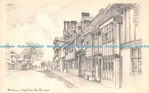 R229715 Alte Häuser in der High Street East Grinstead Bleistiftzeichnung Skizze Reproduktion