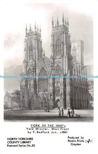 R231829 York In The 1840 s York Minster West Front by F Bedford Pamlin Prints No