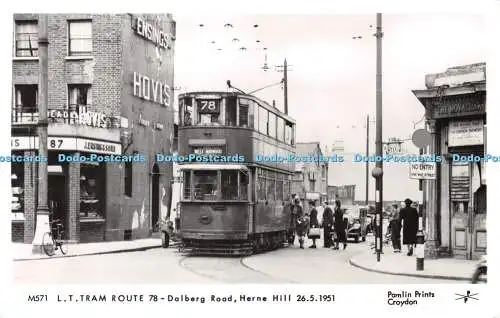 R231890 L T Tram Route 78 Dalberg Road Herne Hill Pamlin Prints Real Photograph