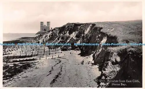 R231905 Reculver from East Cliffs Herne Bay Printed in England Real Photograph P