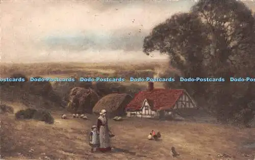 R234643 Gemälde Wiese Menschen Hühnerhaus Postkarte Verdier