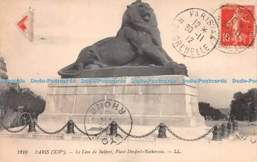 R236114 1216 Paris XIVe Le Lion de Belfort Place Denfert Rochereau LL 1912