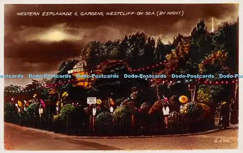 R236205 Western Esplanade and Gardens Westcliff on Sea By Night G 4336 Valentine