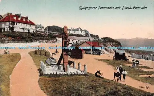 R238297 Gyllyngvase Promenade and Beach Falmouth Valentines Series Printed In Gr