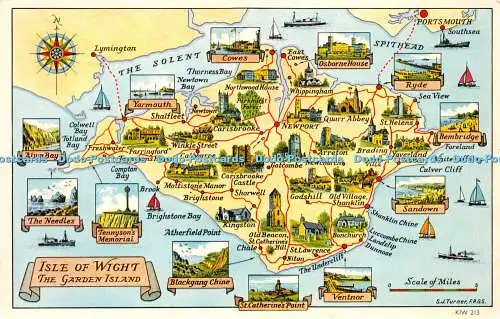 R235214 Isle of Wight The Garden Island S J Turner Nachtkarte