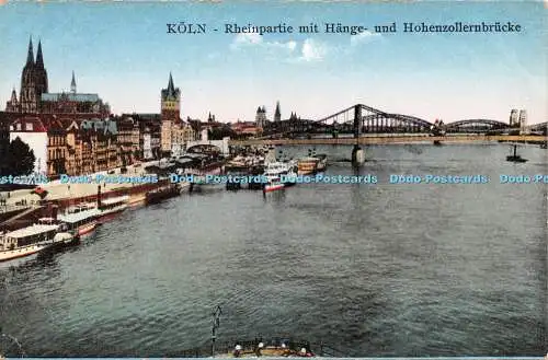 R235241 Köln Rheinpartie mit Hange und Hohenzollernbrücke Serie Iris J W B Nr 25