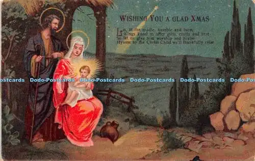 R236673 Wishing You a Glad Xmas Lo at the cradle bescheidene und nackte Könige knien vor