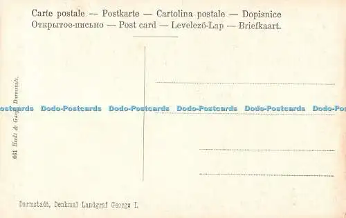 R238840 Darmstadt Denkmal Landgraf Georgs I Heedt und Ganss Postkarte