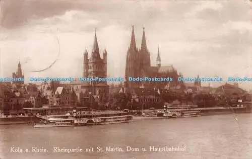 R237013 Köln a Rhein Rheinpartie mit St Martin Dom u Hauptbahnhof I W B Nr 3 193