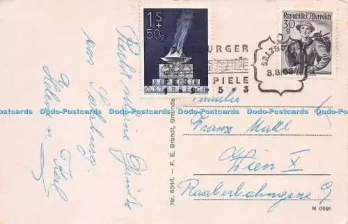 R237211 Hohen Salzburg von der Richterhöhe Nr 6344 F E Brandt 1953