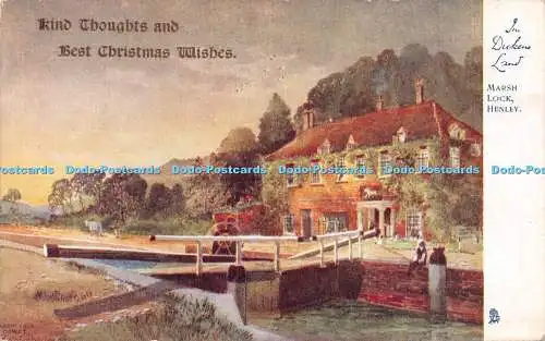 R237247 Freundliche Gedanken und beste Weihnachtswünsche in Dickens Land Marsh Lock Henle