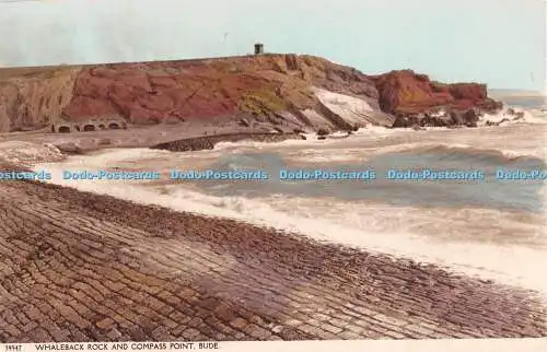 R239736 Whaleback Rock and Compass Point Bude Greetings and Best Wishes Post Car