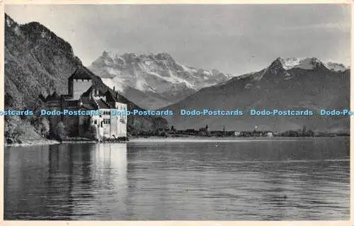 R237855 Montreux Chateau de Chillon et Dents du Midi O Sartori Lausanne 1952