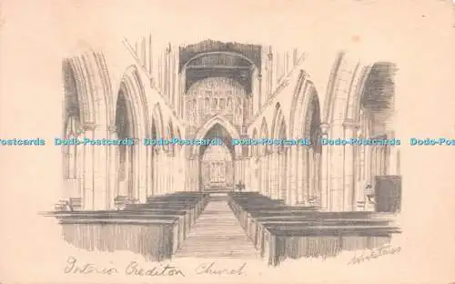 R242891 Interior Crediton Church Woolstone Barton Bleistiftskizze Reproduktion